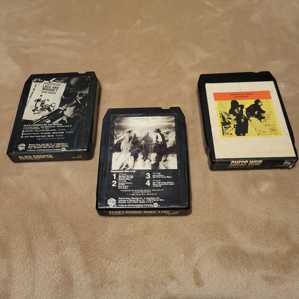 Vintage 8-Track Fleetwood Mac Alice Cooper Guess Who Rock Classic TESTED